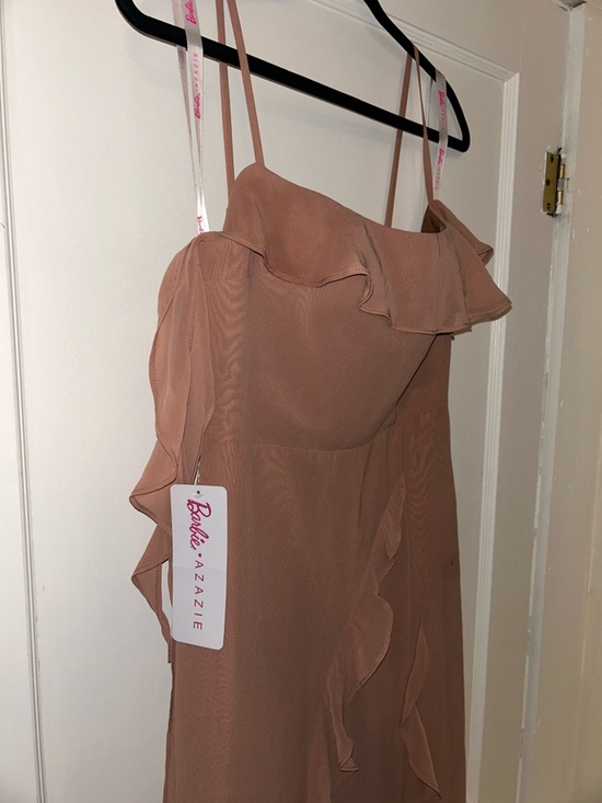 Azazie Dresses & Skirts - Azazie Barbie Bronzer Ruffle-Trim Spaghetti-Strap Midi Dress